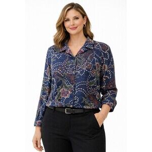 Bonworth Womens Blouse XL Shirt Long Sleeve Vintage Button Front Retro Style